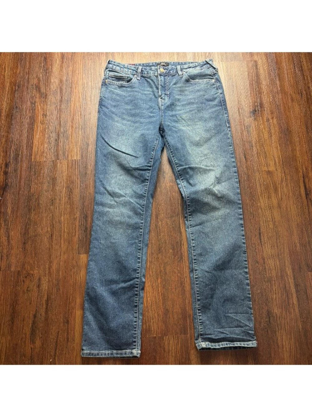 True Religion Billie Mid Rise Straight Jeans Distressed Medium Wash Size 34